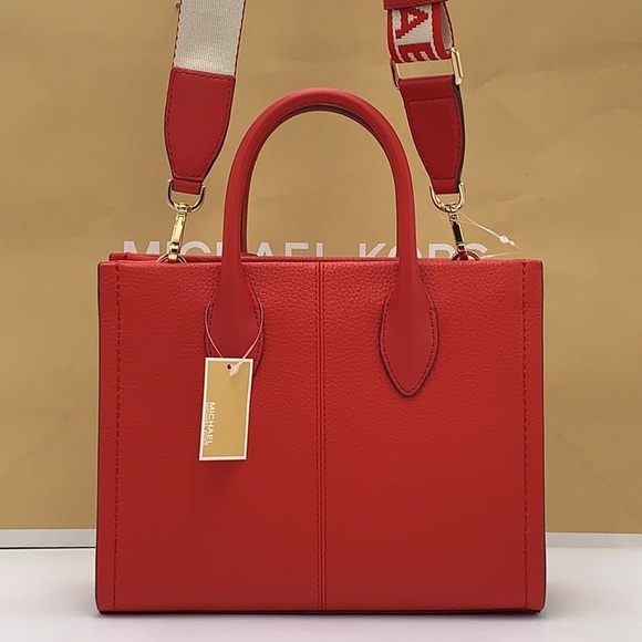 MICHAEL KORS MIRELLA SMALL SHOPPER TOP ZIP XBODY BRIGHT RED COLOR - Picture 10 of 16